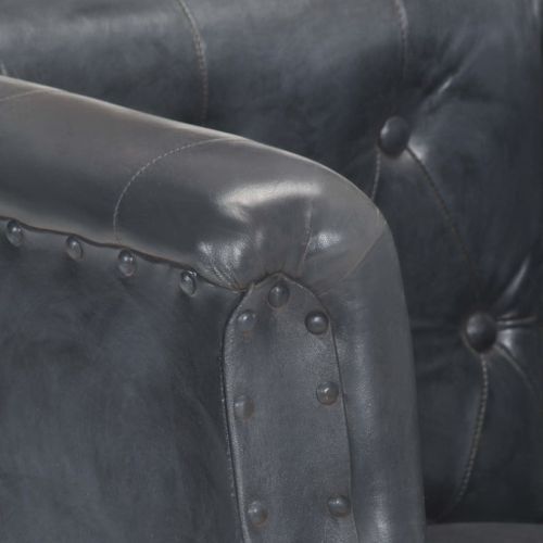 Fauteuil Gris Cuir véritable - Photo n°3; ?>