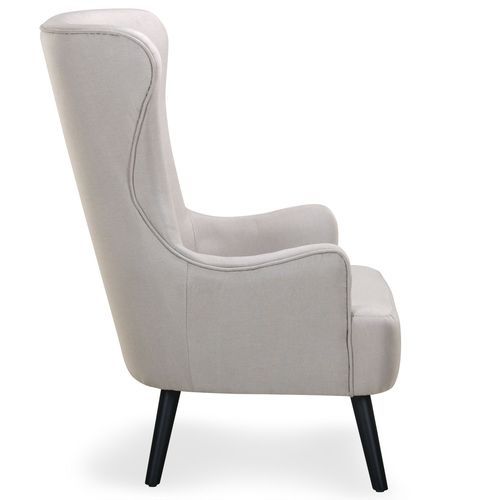 Fauteuil haut scandinave tissu beige Charles - Photo n°2; ?>