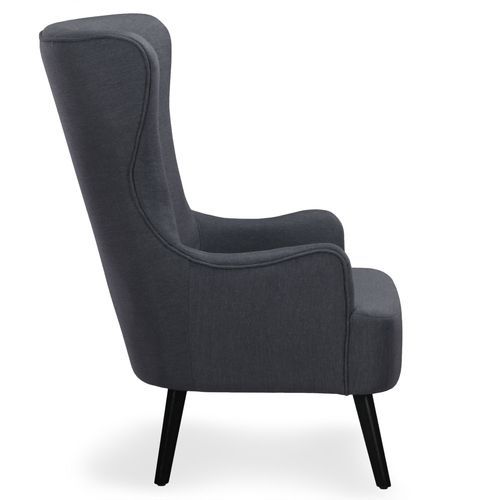 Fauteuil haut scandinave tissu gris foncé Charles - Photo n°3; ?>