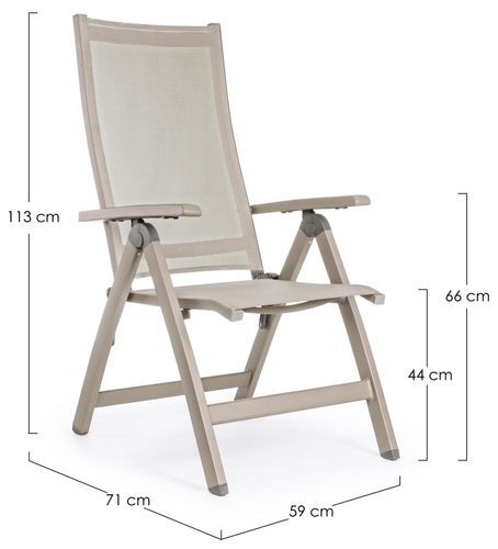 Fauteuil inclinable aluminium taupe Victorine - Photo n°2; ?>