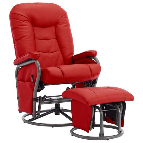 Fauteuil inclinable avec repose-pied Rouge Similicuir 5 - Photo n°2; ?>