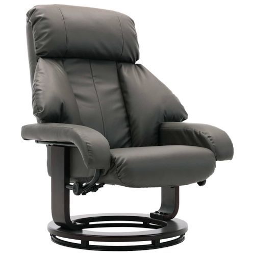Fauteuil inclinable avec repose pieds simili cuir gris Panky - Photo n°2; ?>