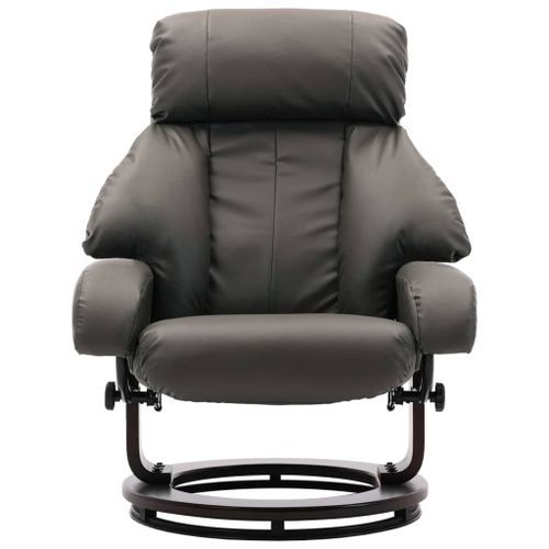 Fauteuil inclinable avec repose pieds simili cuir gris Panky - Photo n°3; ?>