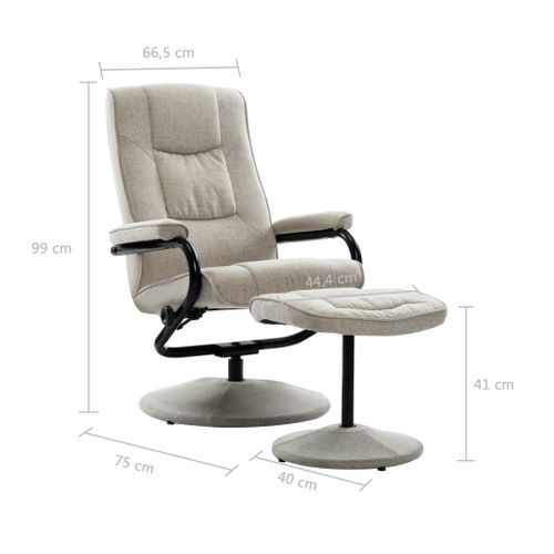 Fauteuil inclinable avec repose pieds tissu beige Konfor - Photo n°2; ?>