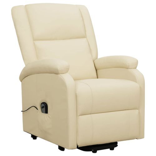 Fauteuil inclinable Crème Similicuir 4 - Photo n°3; ?>