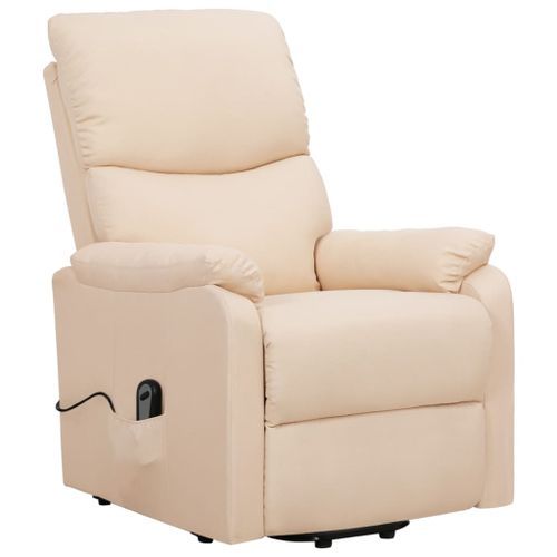 Fauteuil inclinable Crème Tissu - Photo n°3; ?>