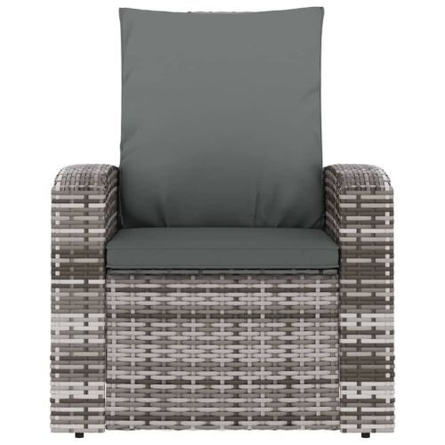 Fauteuil inclinable de jardin avec coussins gris résine tressée - Photo n°3; ?>