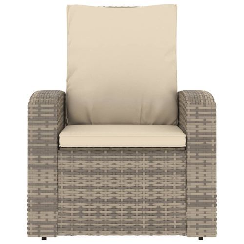 Fauteuil inclinable de jardin avec coussins marron clair rotin - Photo n°3; ?>