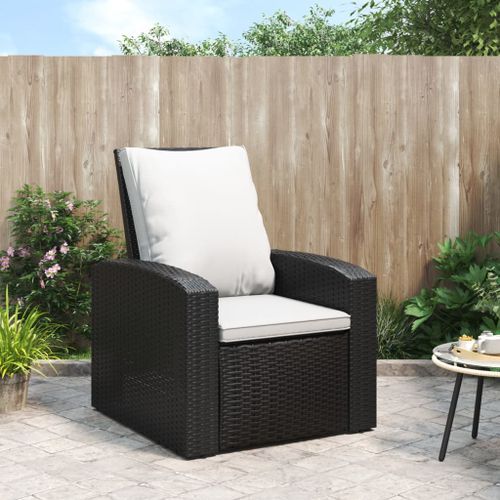 Fauteuil inclinable de jardin avec coussins noir résine tressée - Photo n°2; ?>