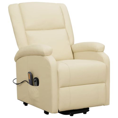 Fauteuil inclinable de massage Crème Similicuir - Photo n°3; ?>