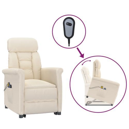 Fauteuil inclinable de massage électrique Beige Microfibre - Photo n°2; ?>