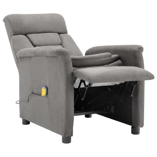 Fauteuil inclinable de massage Gris clair Similicuir daim - Photo n°3; ?>