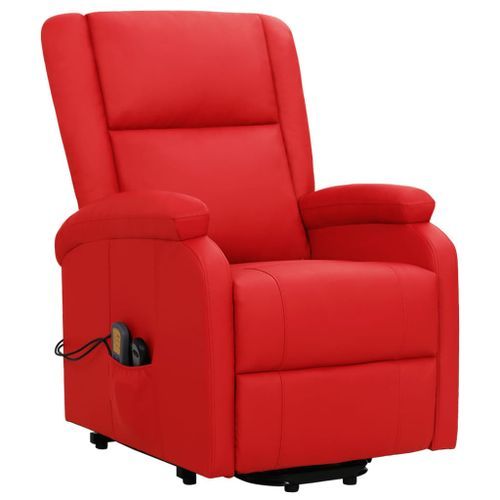 Fauteuil inclinable de massage Rouge Similicuir 6 - Photo n°3; ?>