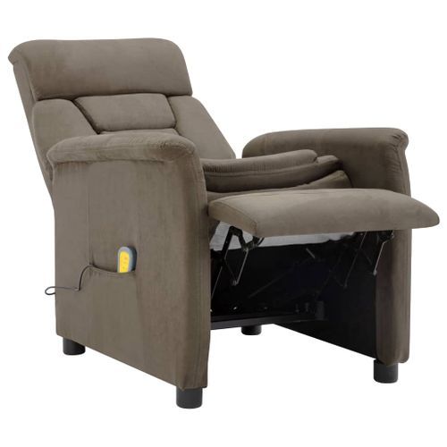 Fauteuil inclinable de massage Taupe Similicuir daim - Photo n°3; ?>