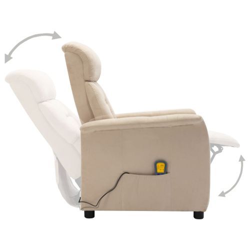 Fauteuil inclinable électrique de massage Crème Similicuir daim - Photo n°3; ?>