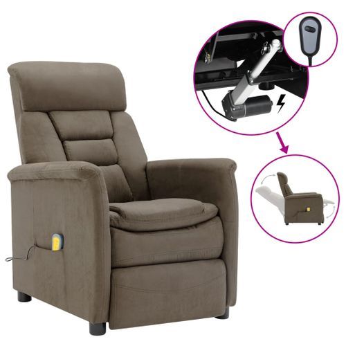 Fauteuil inclinable électrique de massage Taupe Similicuir daim - Photo n°2; ?>