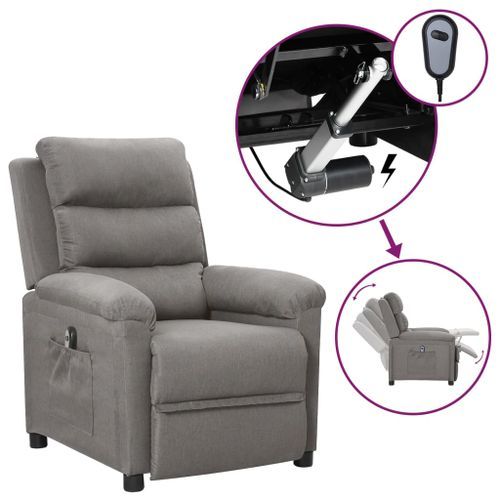 Fauteuil inclinable électrique Gris clair Tissu 4 - Photo n°2; ?>