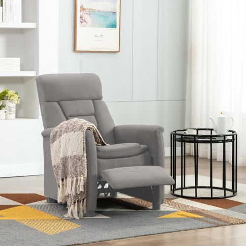 Fauteuil inclinable Gris clair Similicuir daim 2 - Photo n°2; ?>