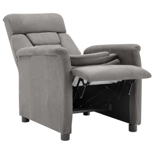 Fauteuil inclinable Gris clair Similicuir daim 2 - Photo n°3; ?>