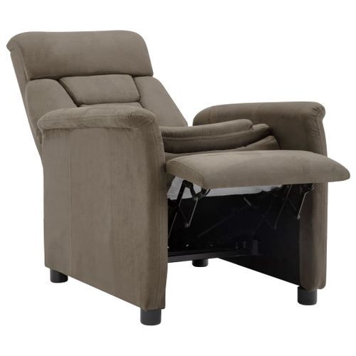 Fauteuil inclinable Taupe Similicuir daim 2 - Photo n°3; ?>