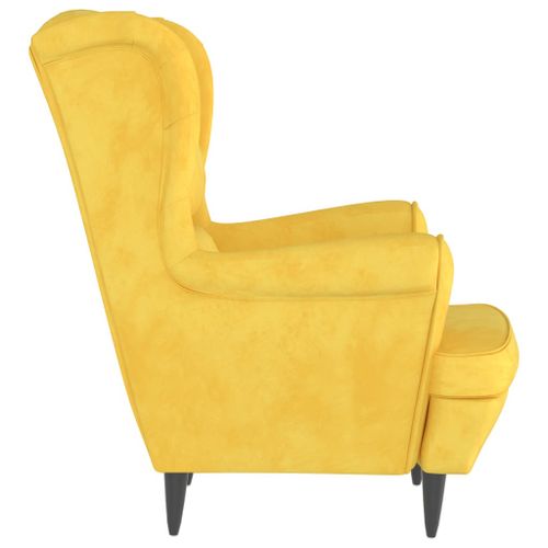 Fauteuil Jaune moutarde Velours - Photo n°3; ?>