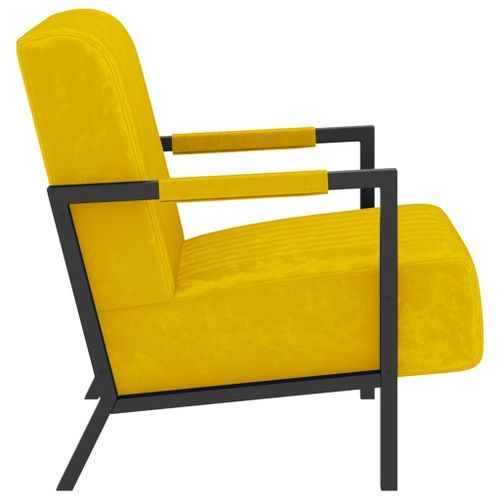 Fauteuil Jaune moutarde Velours Dustry - Photo n°3; ?>