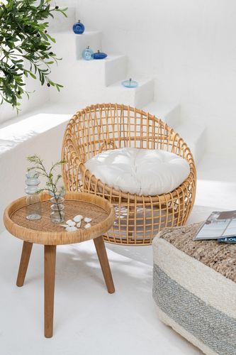 Fauteuil Lizo avec coussin - Finition naturelle et blanche - Photo n°3; ?>