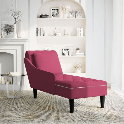 Fauteuil long avec coussin et accoudoir droit rouge bordeaux - Photo n°2; ?>