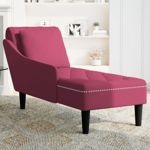 Fauteuil long avec coussin et accoudoir droit rouge bordeaux - Photo n°3; ?>