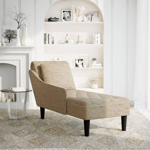 Fauteuil long et coussin/accoudoir droit gris clair simili cuir - Photo n°2; ?>