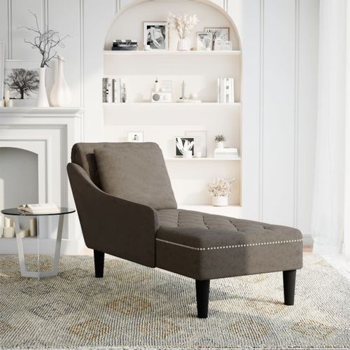 Fauteuil long et coussin/accoudoir droit gris foncé similicuir - Photo n°2; ?>