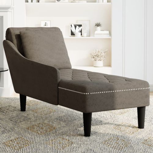 Fauteuil long et coussin/accoudoir droit gris foncé similicuir - Photo n°3; ?>