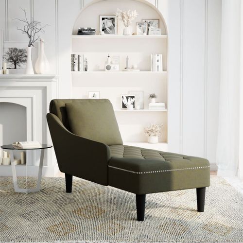 Fauteuil long et coussin/accoudoir droit vert armée similicuir - Photo n°2; ?>