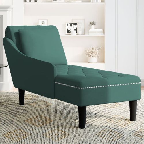 Fauteuil long et coussin et accoudoir droit vert foncé velours - Photo n°3; ?>