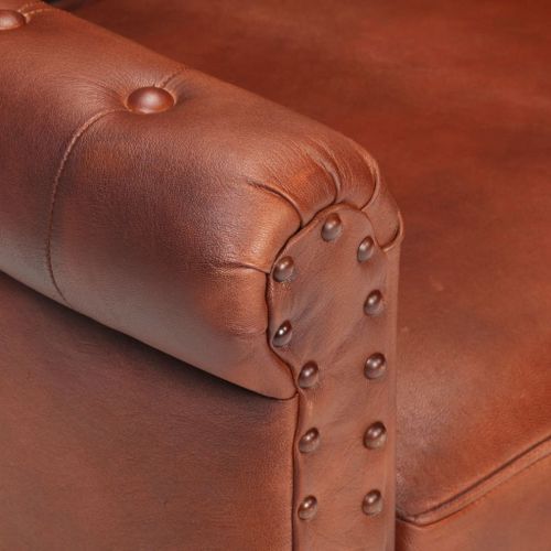 Fauteuil Marron Cuir de chèvre véritable - Photo n°2; ?>