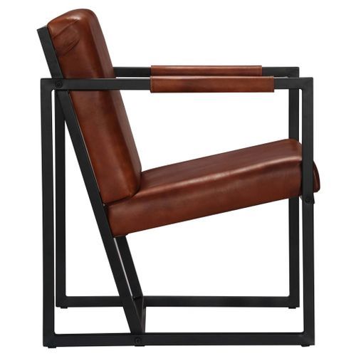 Fauteuil Marron Cuir véritable 9 - Photo n°3; ?>