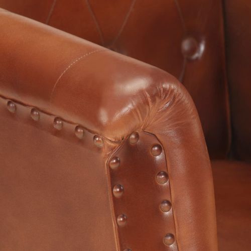 Fauteuil Marron Cuir véritable - Photo n°3; ?>