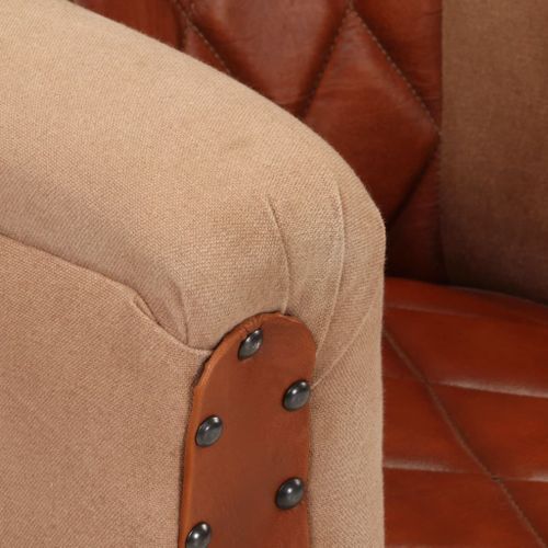 Fauteuil Marron Cuir véritable et bois de manguier massif 2 - Photo n°2; ?>