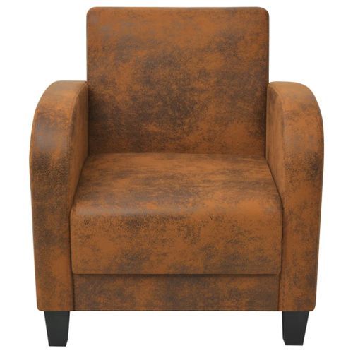 Fauteuil Marron Similicuir daim 2 - Photo n°3; ?>