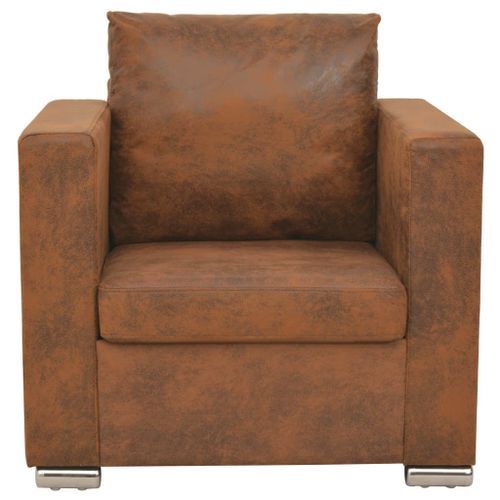 Fauteuil Marron Similicuir daim - Photo n°2; ?>