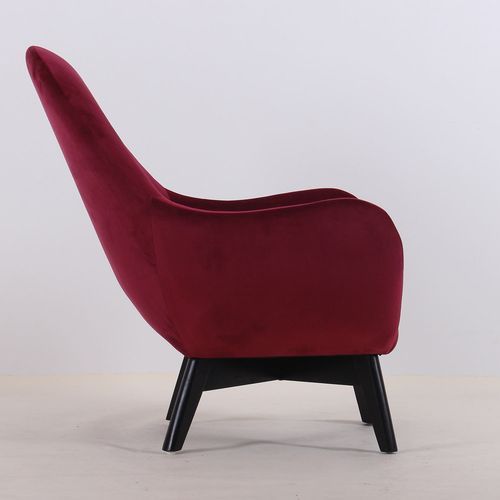 Fauteuil moderne en velours rouge Berlis - Photo n°3; ?>