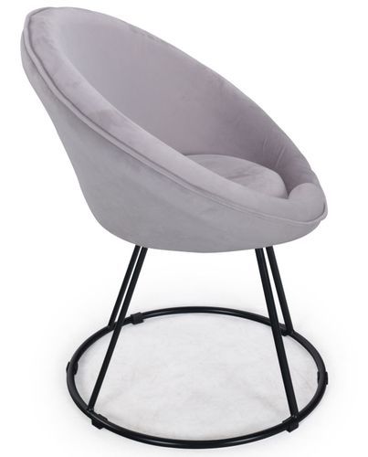 Fauteuil moderne velours argent Berry - Photo n°3; ?>