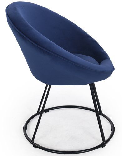 Fauteuil moderne velours bleu Berry - Photo n°2; ?>