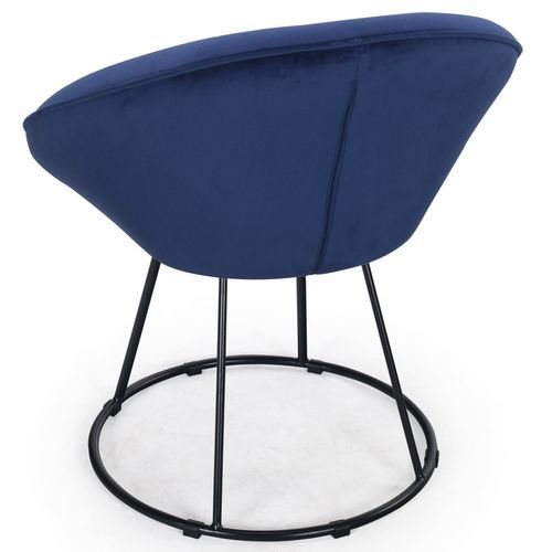 Fauteuil moderne velours bleu Berry - Photo n°3; ?>