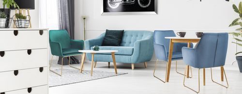 Fauteuil moderne velours bleu Jaria - Photo n°3; ?>