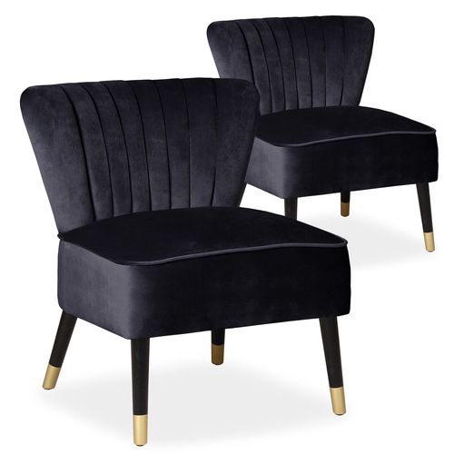 Fauteuil moderne velours noir Paloma - Lot de 2 - Photo n°3; ?>