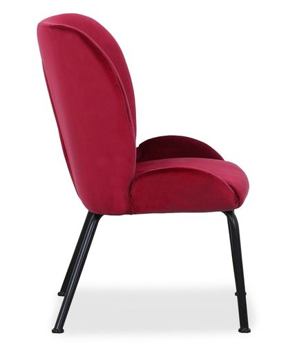 Fauteuil moderne velours rouge Clary - Photo n°3; ?>