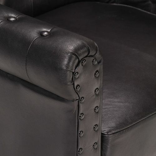 Fauteuil Noir Cuir de chèvre véritable - Photo n°2; ?>