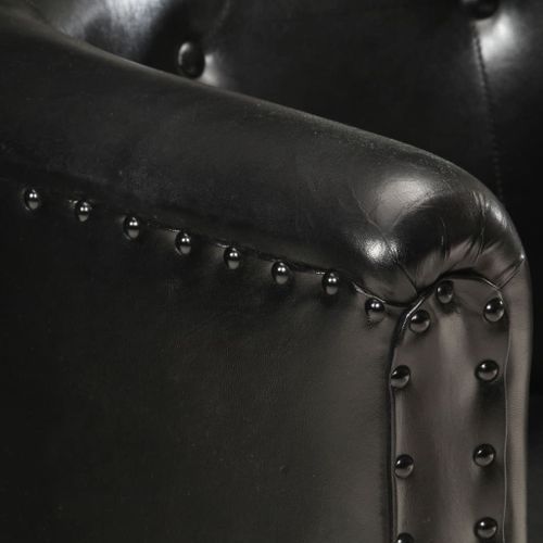 Fauteuil Noir Cuir véritable 8 - Photo n°2; ?>