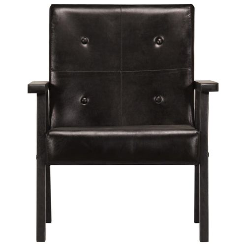 Fauteuil Noir Cuir véritable 4 - Photo n°3; ?>